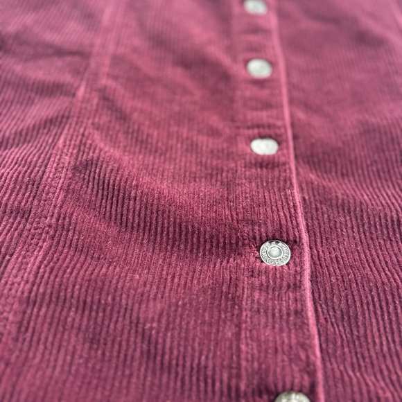 NWT Levi's Corduroy Button Front Dress XL Burgundy Plum Buckle Back Pinafore - Picture 7 of 12